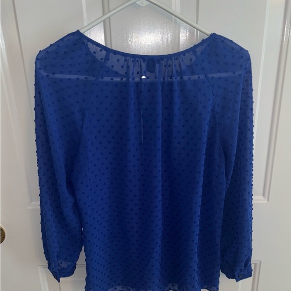J.Crew XS Blue Swiss Dot Sheer Blouse Long Sleeve Lightweight Top - Picture 4 of 4
